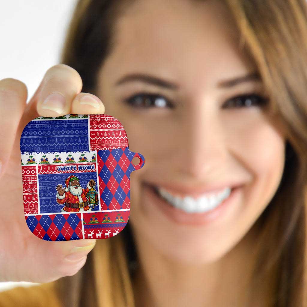Haiti Christmas AirPods Case Santa With Fanal Haitian Patchwork Style - Wonder Print Shop