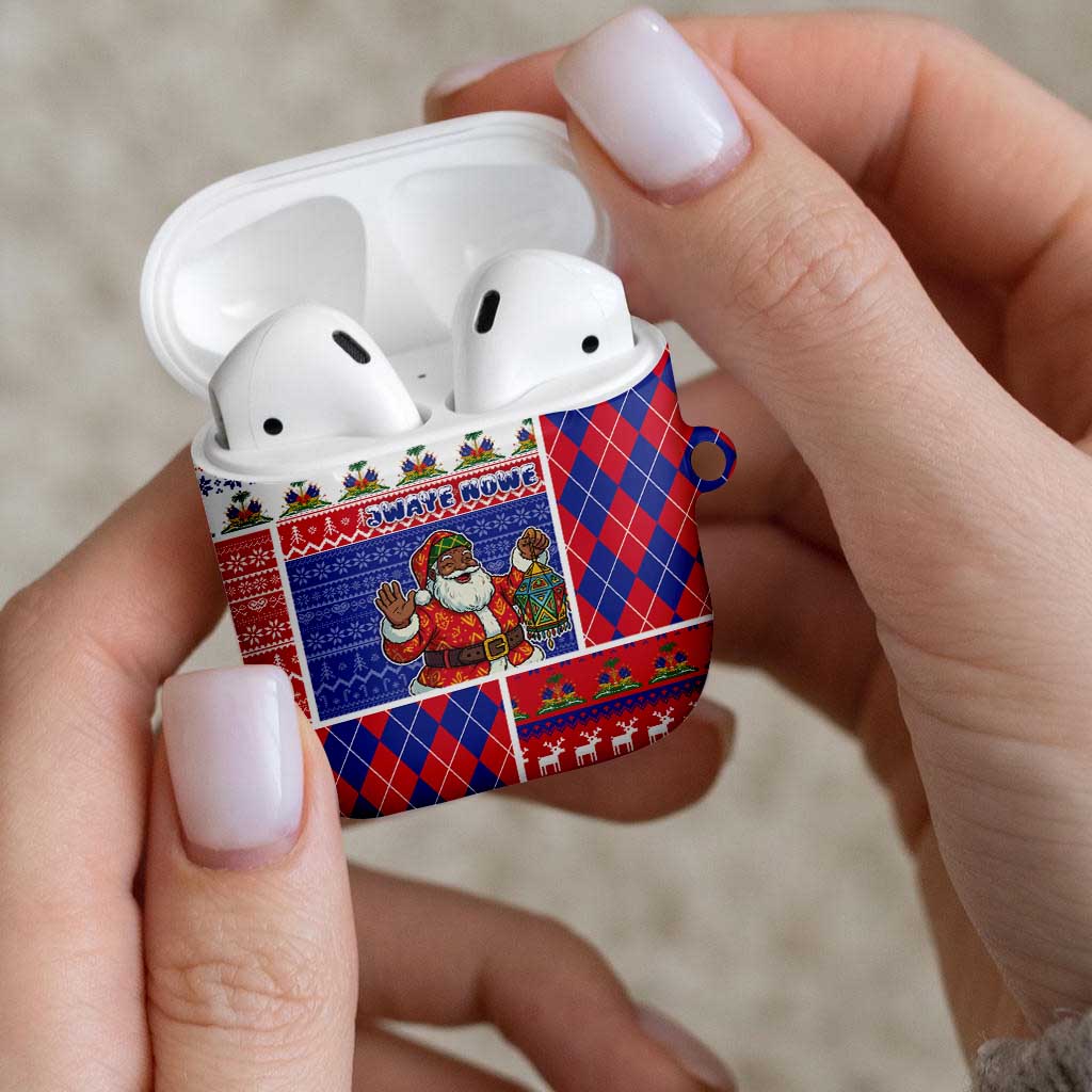 Haiti Christmas AirPods Case Santa With Fanal Haitian Patchwork Style - Wonder Print Shop