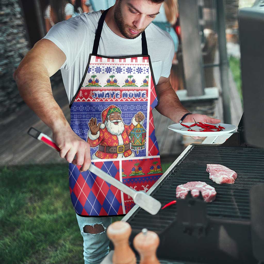 Haiti Christmas Apron Santa With Fanal Haitian Patchwork Style - Wonder Print Shop