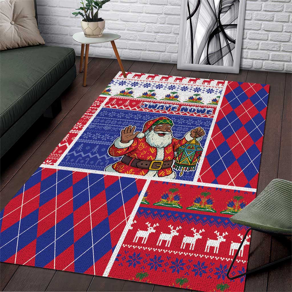 Haiti Christmas Area Rug Santa With Fanal Haitian Patchwork Style - Wonder Print Shop
