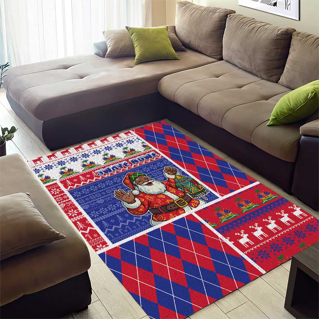 Haiti Christmas Area Rug Santa With Fanal Haitian Patchwork Style - Wonder Print Shop