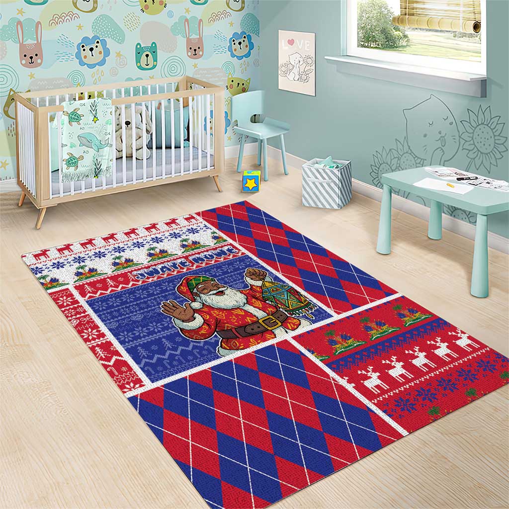 Haiti Christmas Area Rug Santa With Fanal Haitian Patchwork Style - Wonder Print Shop