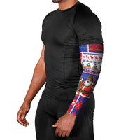 Haiti Christmas Arm Sleeves Santa With Fanal Haitian Patchwork Style - Wonder Print Shop