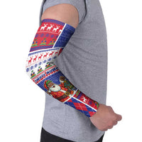 Haiti Christmas Arm Sleeves Santa With Fanal Haitian Patchwork Style - Wonder Print Shop
