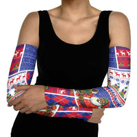 Haiti Christmas Arm Sleeves Santa With Fanal Haitian Patchwork Style - Wonder Print Shop