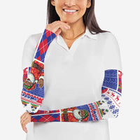 Haiti Christmas Arm Sleeves Santa With Fanal Haitian Patchwork Style - Wonder Print Shop