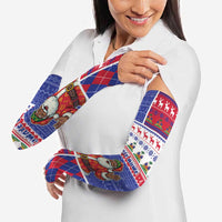 Haiti Christmas Arm Sleeves Santa With Fanal Haitian Patchwork Style - Wonder Print Shop