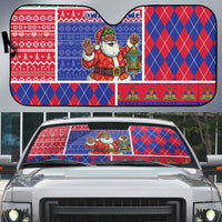Haiti Christmas Auto Sun Shade Santa With Fanal Haitian Patchwork Style - Wonder Print Shop