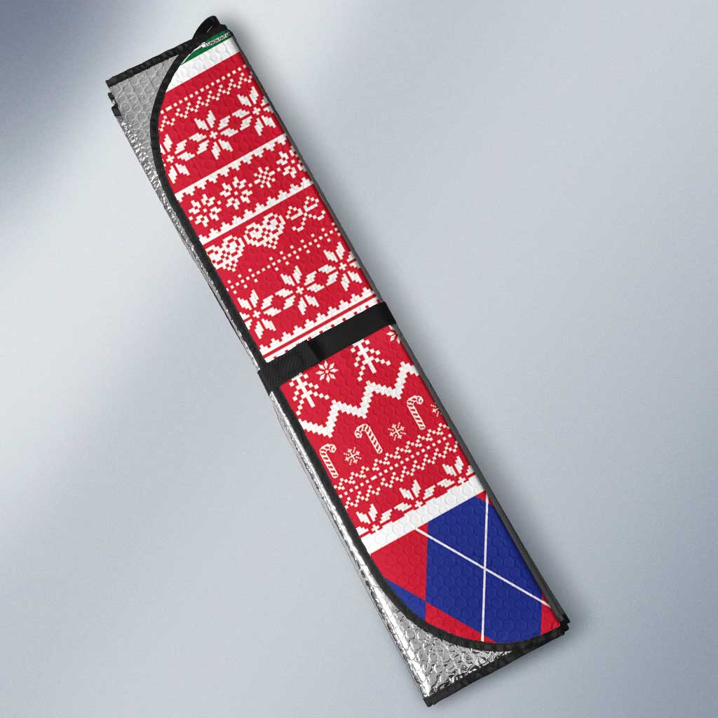 Haiti Christmas Auto Sun Shade Santa With Fanal Haitian Patchwork Style - Wonder Print Shop