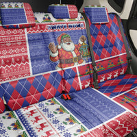 Haiti Christmas Back Car Seat Cover Santa With Fanal Haitian Patchwork Style - Wonder Print Shop