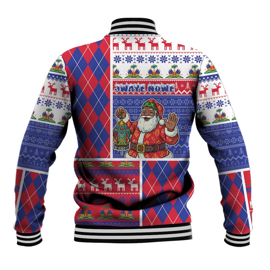 Haiti Christmas Baseball Jacket Santa With Fanal Haitian Patchwork Style - Wonder Print Shop