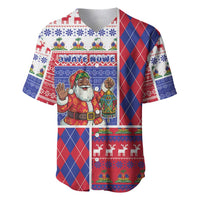 Haiti Christmas Baseball Jersey Santa With Fanal Haitian Patchwork Style - Wonder Print Shop