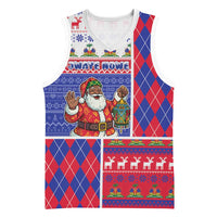 Haiti Christmas Basketball Jersey Santa With Fanal Haitian Patchwork Style - Wonder Print Shop