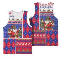 Haiti Christmas Basketball Jersey Santa With Fanal Haitian Patchwork Style - Wonder Print Shop
