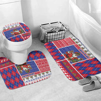 Haiti Christmas Bathroom Set Santa With Fanal Haitian Patchwork Style - Wonder Print Shop