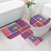 Haiti Christmas Bathroom Set Santa With Fanal Haitian Patchwork Style - Wonder Print Shop