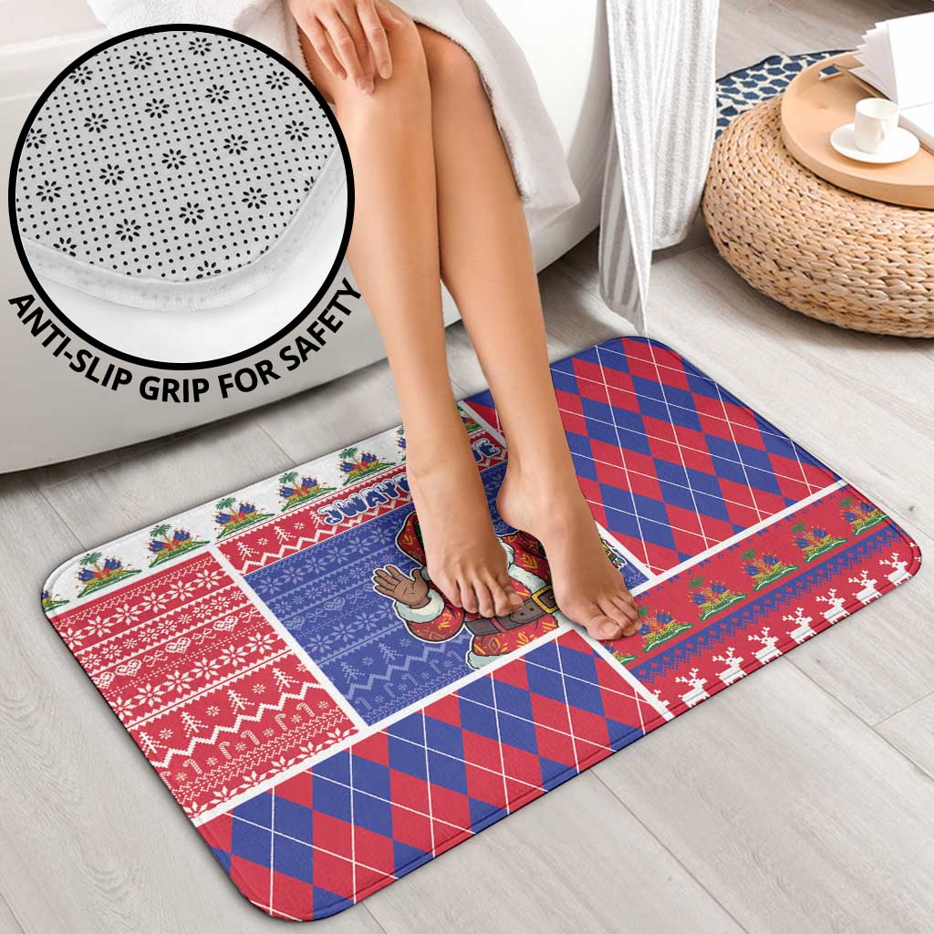 Haiti Christmas Bathroom Set Santa With Fanal Haitian Patchwork Style - Wonder Print Shop