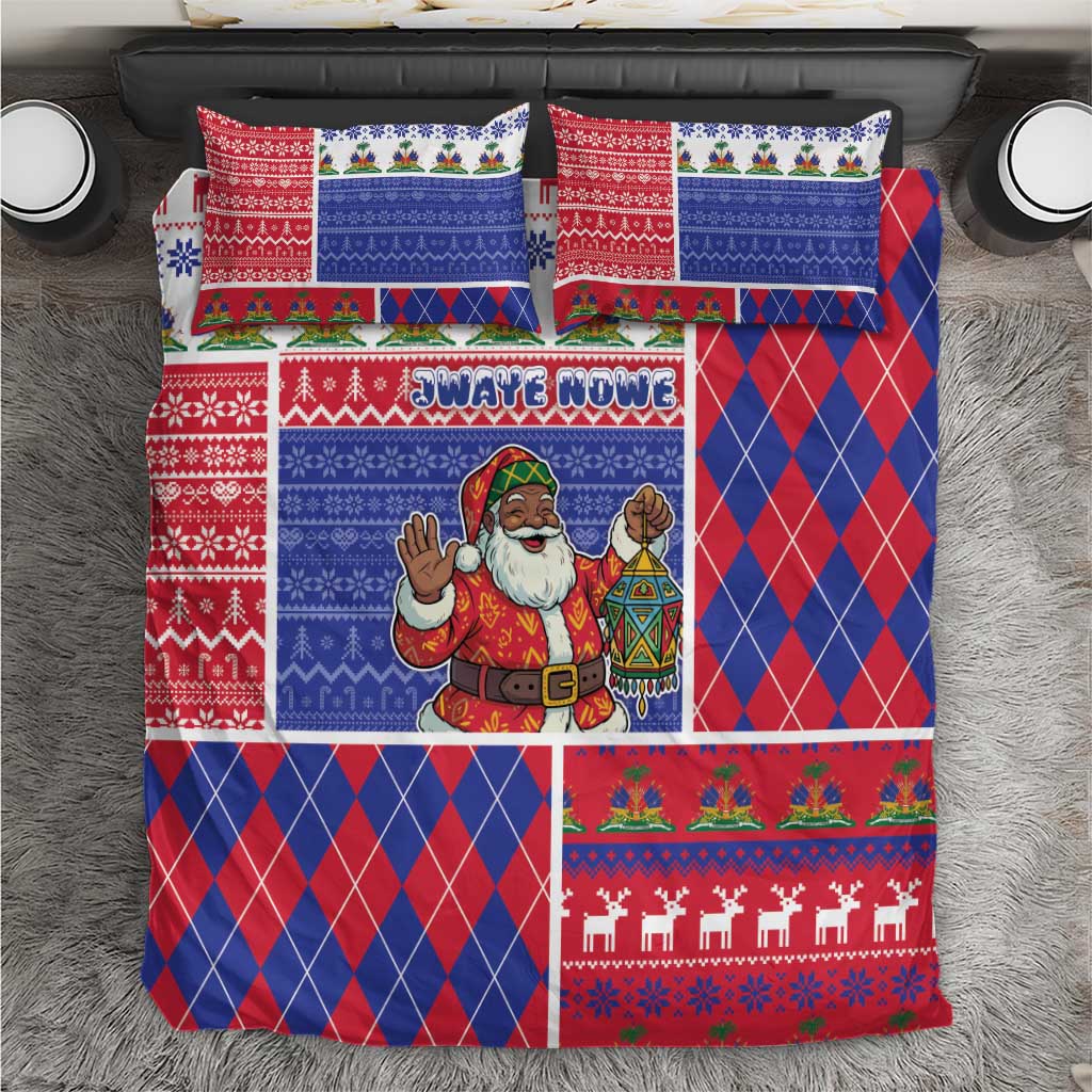 Haiti Christmas Bedding Set Santa With Fanal Haitian Patchwork Style - Wonder Print Shop