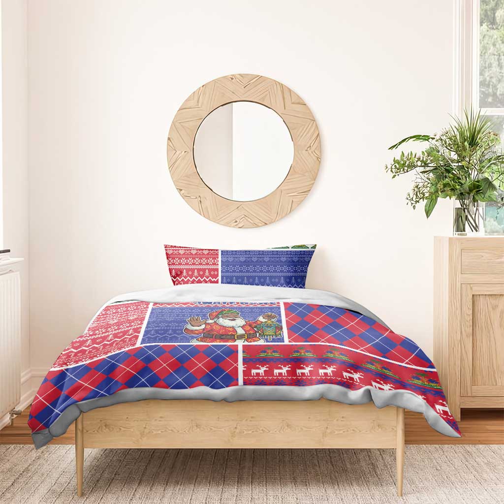 Haiti Christmas Bedding Set Santa With Fanal Haitian Patchwork Style - Wonder Print Shop