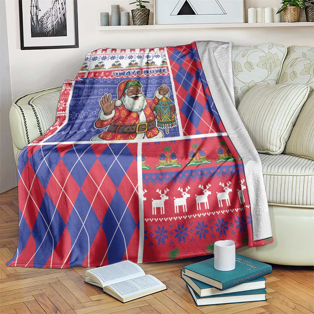 Haiti Christmas Blanket Santa With Fanal Haitian Patchwork Style - Wonder Print Shop