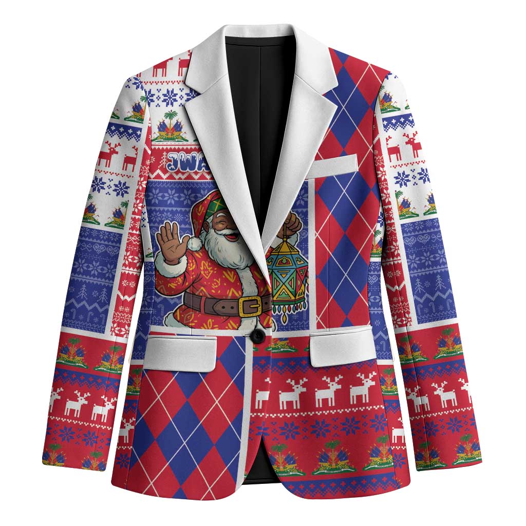 Haiti Christmas Blazer Santa With Fanal Haitian Patchwork Style - Wonder Print Shop
