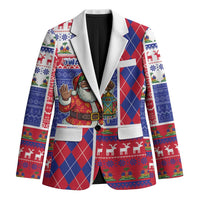 Haiti Christmas Blazer Santa With Fanal Haitian Patchwork Style - Wonder Print Shop