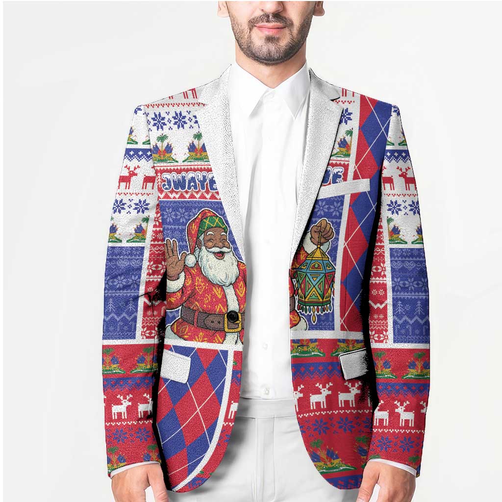 Haiti Christmas Blazer Santa With Fanal Haitian Patchwork Style - Wonder Print Shop
