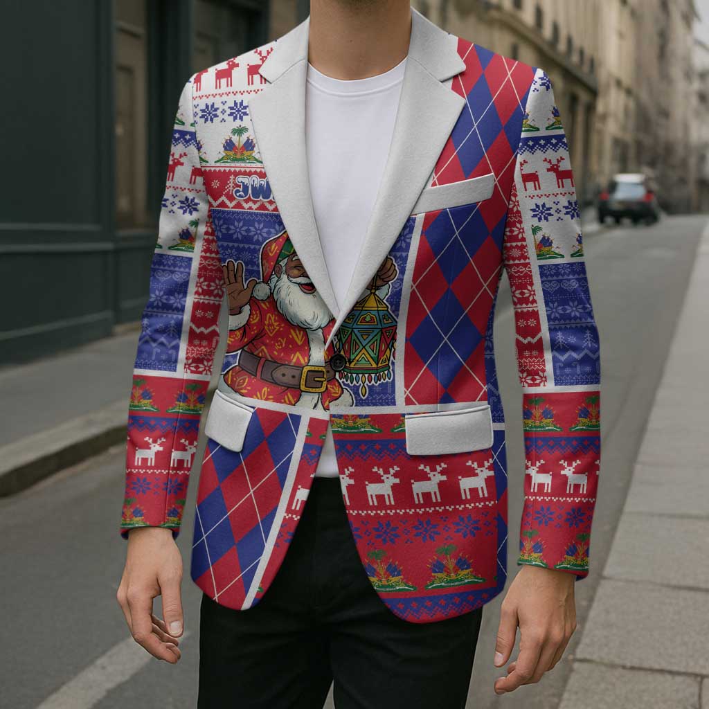 Haiti Christmas Blazer Santa With Fanal Haitian Patchwork Style - Wonder Print Shop