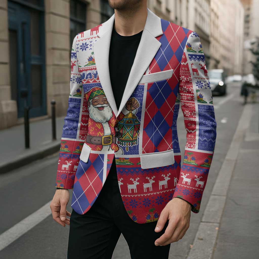 Haiti Christmas Blazer Santa With Fanal Haitian Patchwork Style - Wonder Print Shop