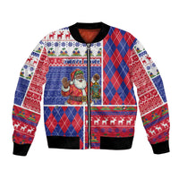 Haiti Christmas Bomber Jacket Santa With Fanal Haitian Patchwork Style - Wonder Print Shop