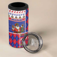 Haiti Christmas 4 in 1 Can Cooler Tumbler Santa With Fanal Haitian Patchwork Style - Wonder Print Shop