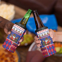 Haiti Christmas 4 in 1 Can Cooler Tumbler Santa With Fanal Haitian Patchwork Style - Wonder Print Shop