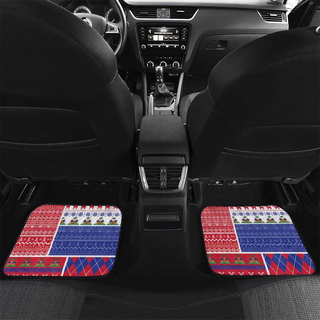 Haiti Christmas Car Mats Santa With Fanal Haitian Patchwork Style - Wonder Print Shop