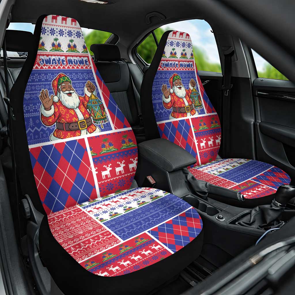 Haiti Christmas Car Seat Cover Santa With Fanal Haitian Patchwork Style - Wonder Print Shop