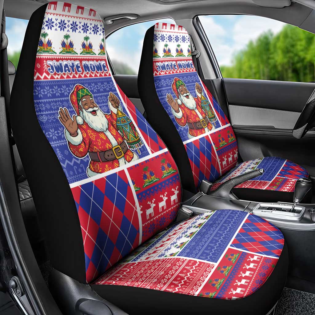 Haiti Christmas Car Seat Cover Santa With Fanal Haitian Patchwork Style - Wonder Print Shop