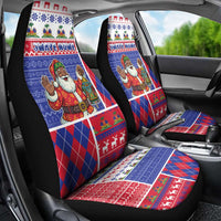 Haiti Christmas Car Seat Cover Santa With Fanal Haitian Patchwork Style - Wonder Print Shop