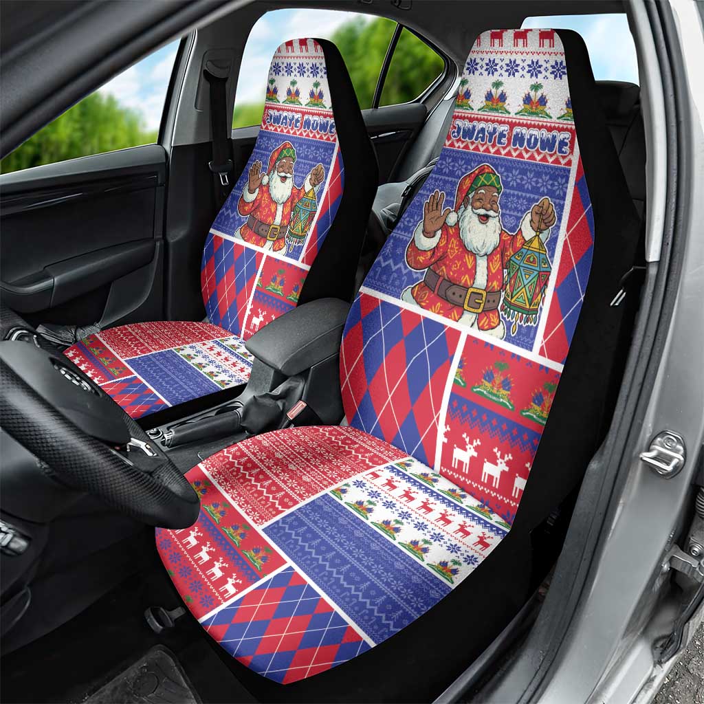 Haiti Christmas Car Seat Cover Santa With Fanal Haitian Patchwork Style - Wonder Print Shop