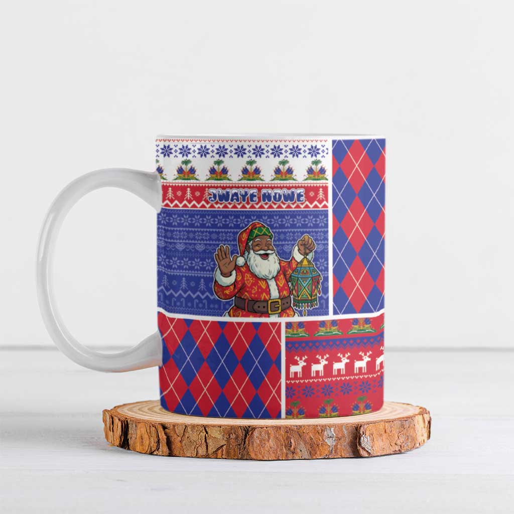 Haiti Christmas Ceramic Mug Santa With Fanal Haitian Patchwork Style - Wonder Print Shop