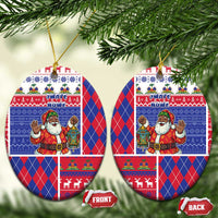 Haiti Christmas Ceramic Ornament Santa With Fanal Haitian Patchwork Style - Wonder Print Shop