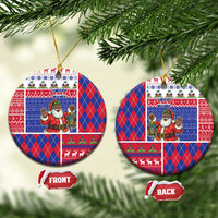 Haiti Christmas Ceramic Ornament Santa With Fanal Haitian Patchwork Style - Wonder Print Shop