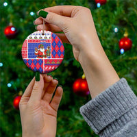 Haiti Christmas Ceramic Ornament Santa With Fanal Haitian Patchwork Style - Wonder Print Shop