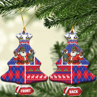 Haiti Christmas Ceramic Ornament Santa With Fanal Haitian Patchwork Style - Wonder Print Shop