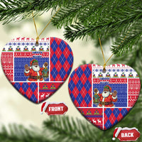 Haiti Christmas Ceramic Ornament Santa With Fanal Haitian Patchwork Style - Wonder Print Shop