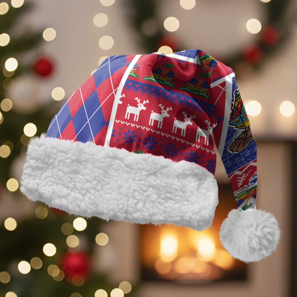 Haiti Christmas Santa Hat Santa With Fanal Haitian Patchwork Style - Wonder Print Shop