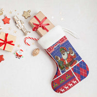 Haiti Christmas Stocking Santa With Fanal Haitian Patchwork Style - Wonder Print Shop