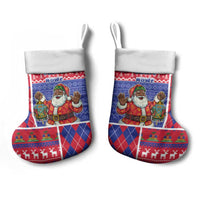 Haiti Christmas Stocking Santa With Fanal Haitian Patchwork Style - Wonder Print Shop