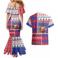 Haiti Christmas Couples Matching Mermaid Dress and Hawaiian Shirt Santa With Fanal Haitian Patchwork Style - Wonder Print Shop
