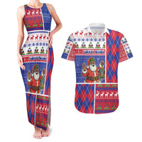 Haiti Christmas Couples Matching Tank Maxi Dress and Hawaiian Shirt Santa With Fanal Haitian Patchwork Style - Wonder Print Shop