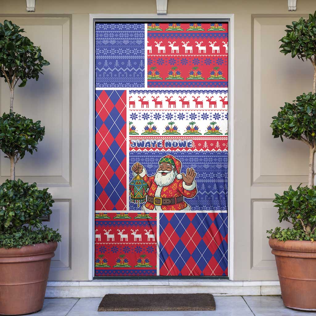 Haiti Christmas Door Cover Santa With Fanal Haitian Patchwork Style - Wonder Print Shop