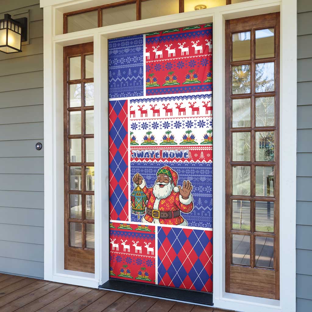 Haiti Christmas Door Cover Santa With Fanal Haitian Patchwork Style - Wonder Print Shop